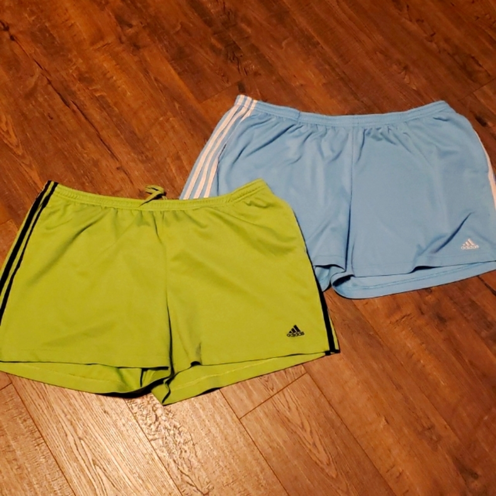 Womens plus size Adidas shorts size 2xl baby blue lime green